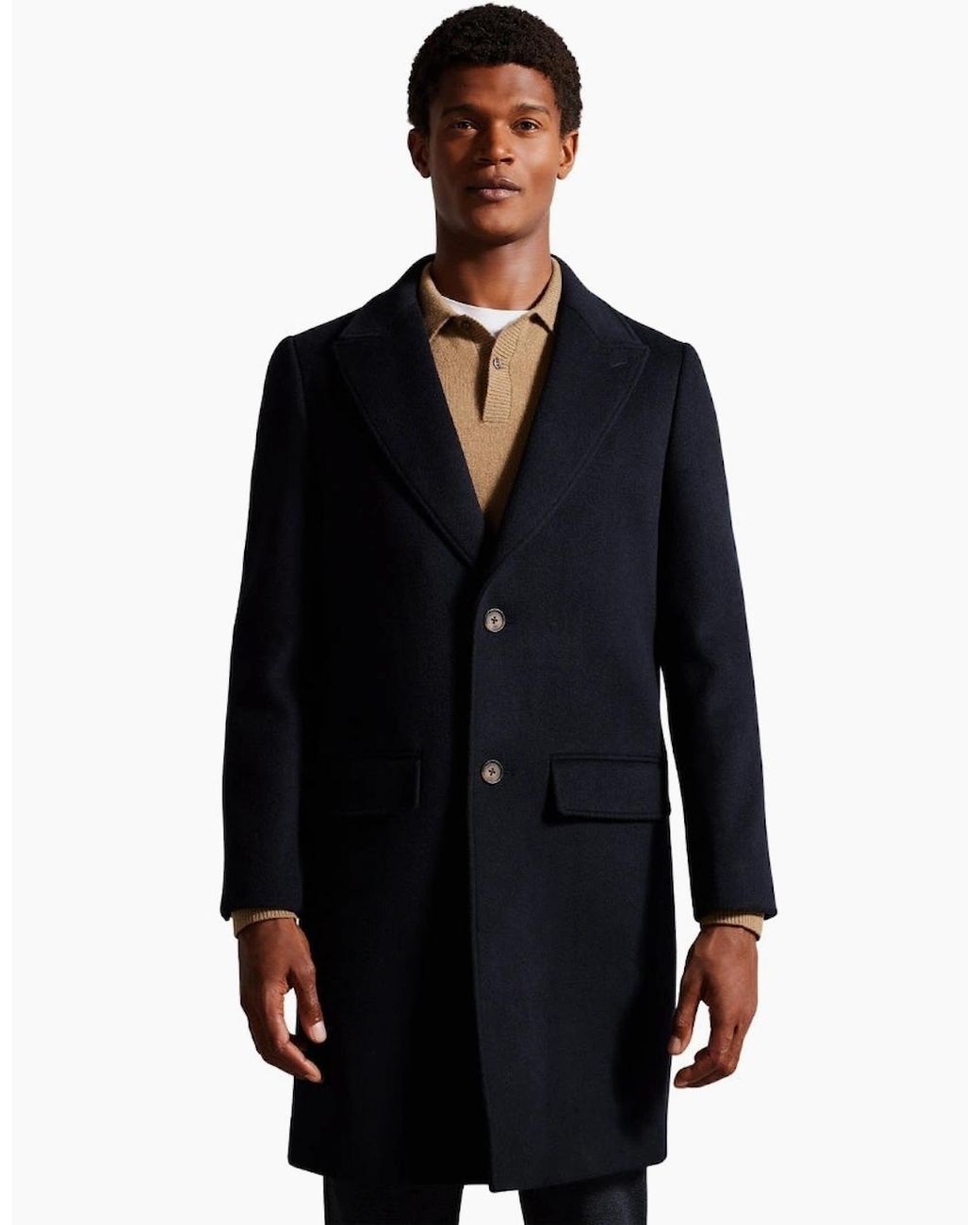 Ted Baker Blue Wilding Wool Blend Overcoat for men