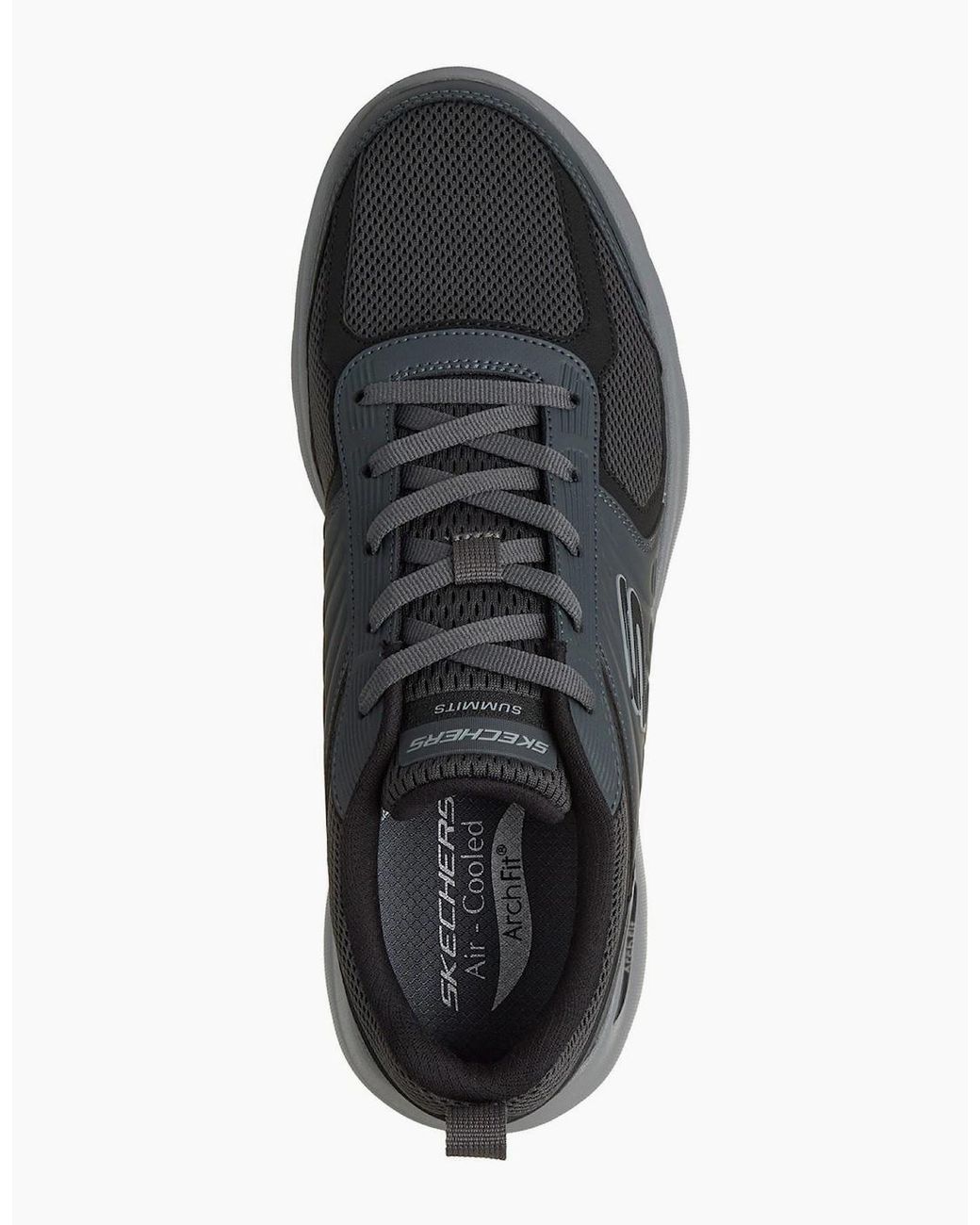 Skechers Black Arch Fit Summits Leege Charcoal Leather/Mesh/Blk Trim Trainers for men