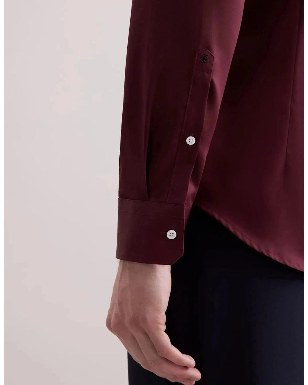 Seidensticker Red Shaped Fit Easy Iron New Kent Business Shirt Burgundy for men