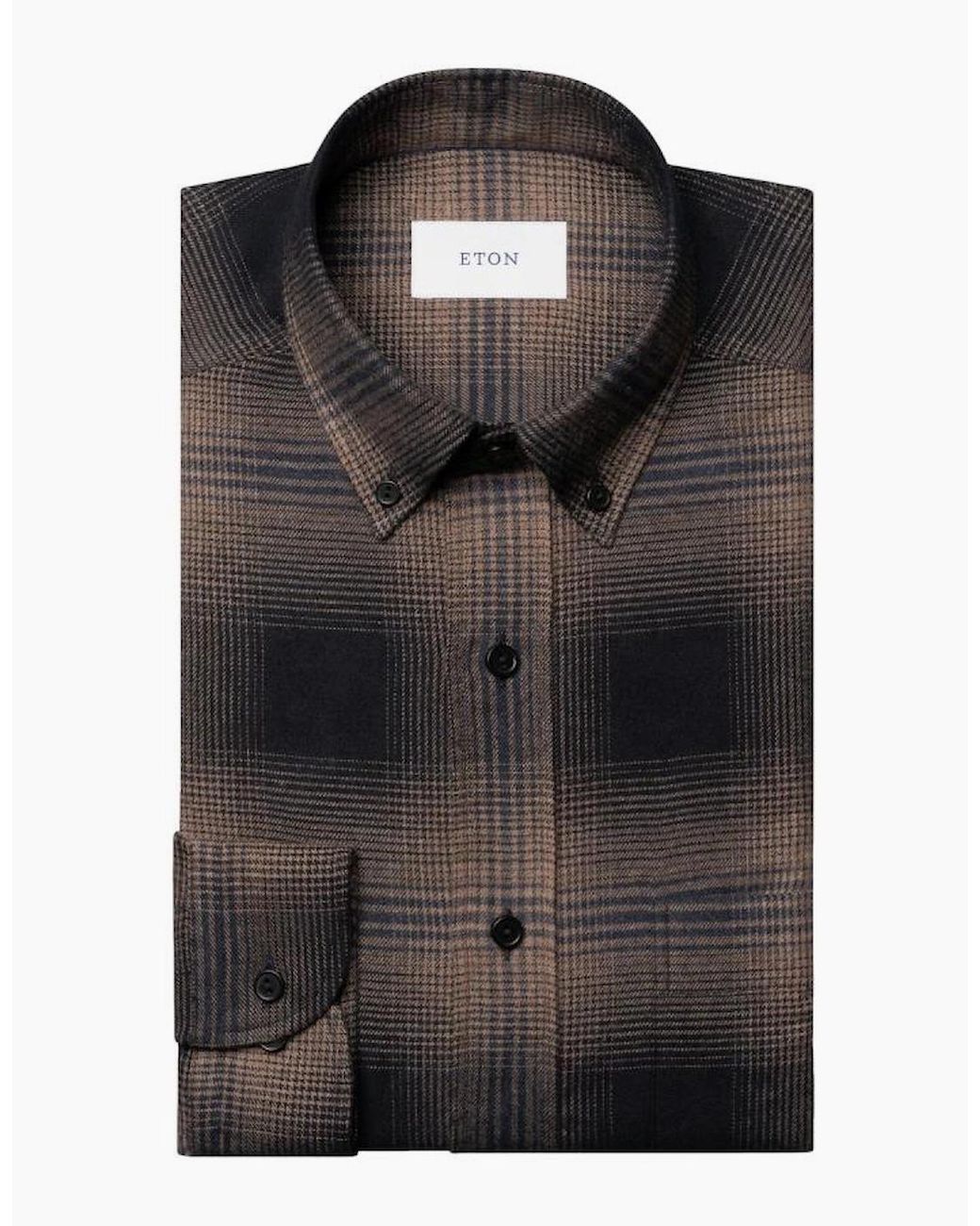 Eton of Sweden Black Check Flannel Shirt 28 for men