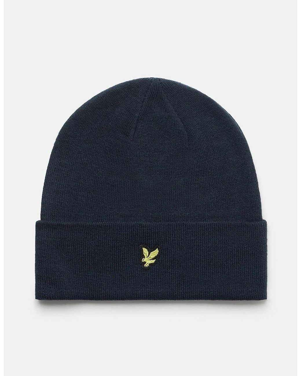 Lyle & Scott Blue Golden Eagle Branding Logo Beanie for men