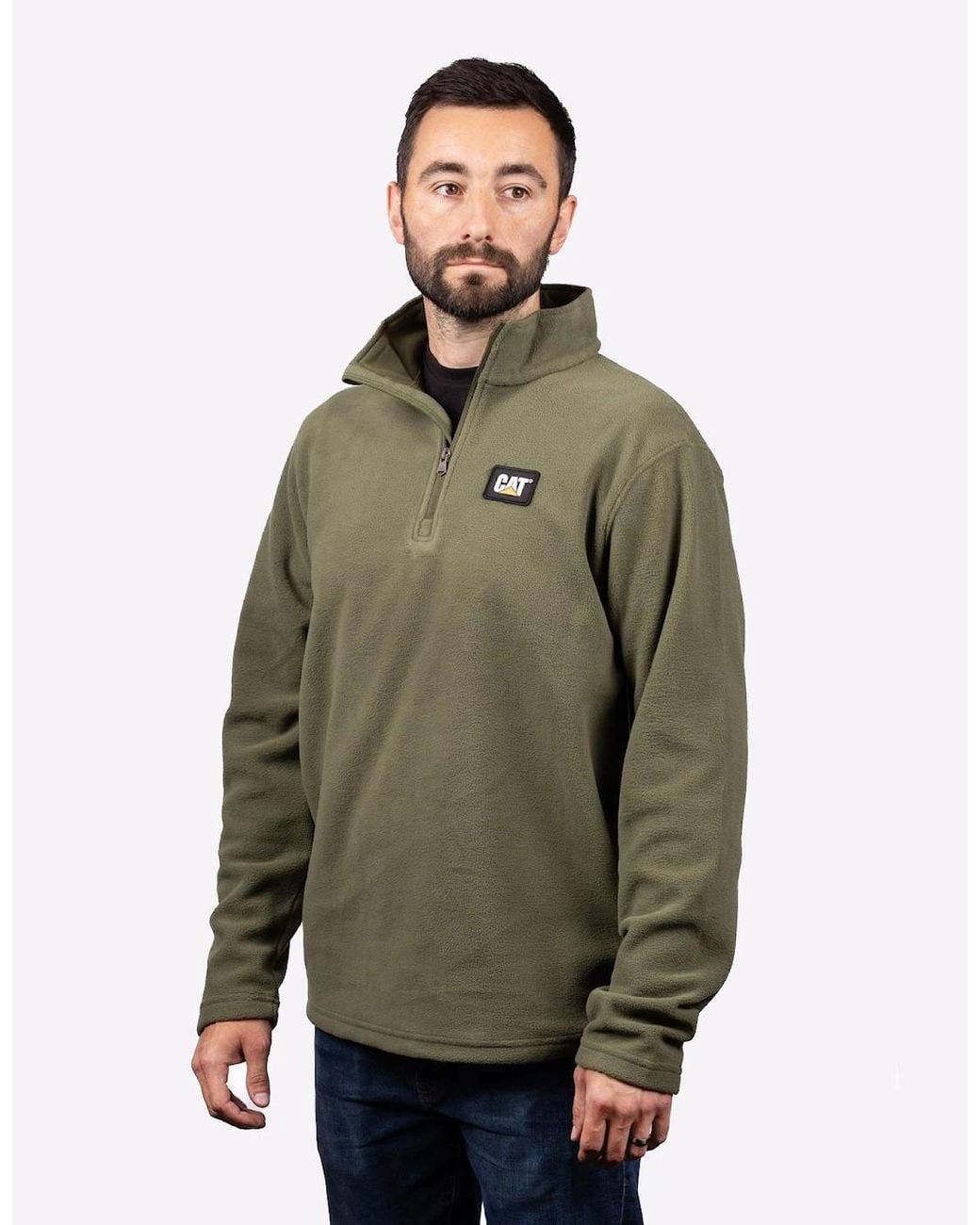 Caterpillar Green Microfleece Quarter Zip Chive for men