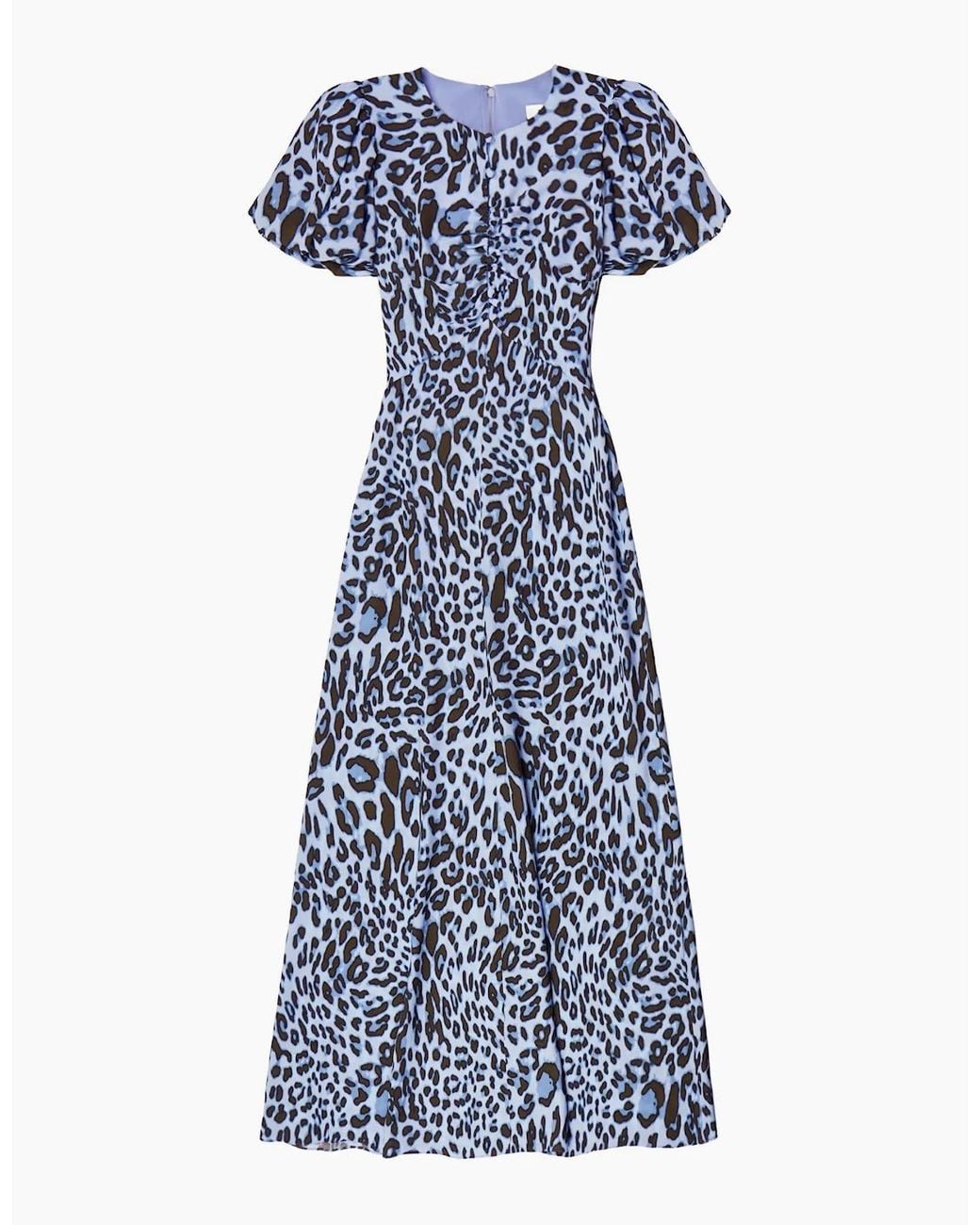Ro&zo Blue Leopard-Print Button-Detail Dress