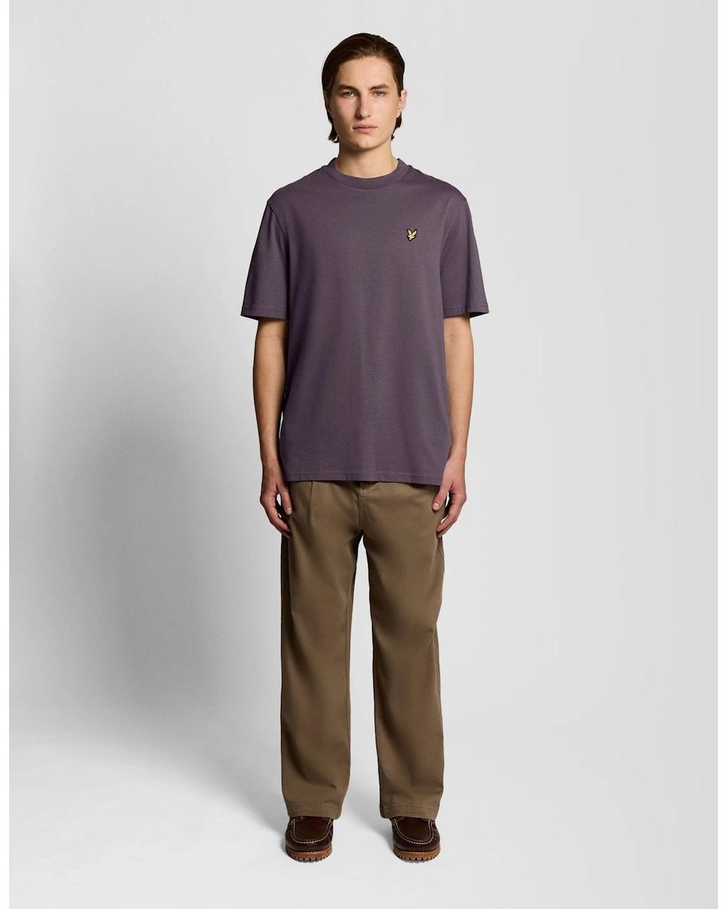 Lyle & Scott Purple Oversized Cotton Crew Neck T-Shirt for men