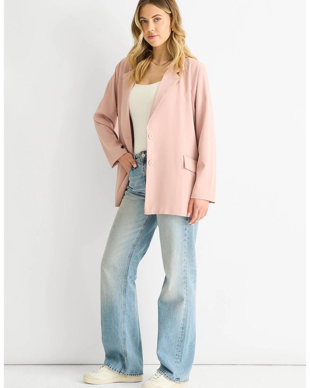 Gini London Blue Blush Oversized Tailored Blazer