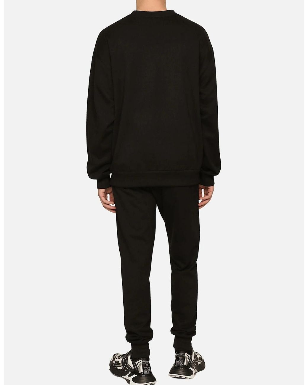 Dolce & Gabbana Black Jersey Dg Logo Print Sweatshirt for men