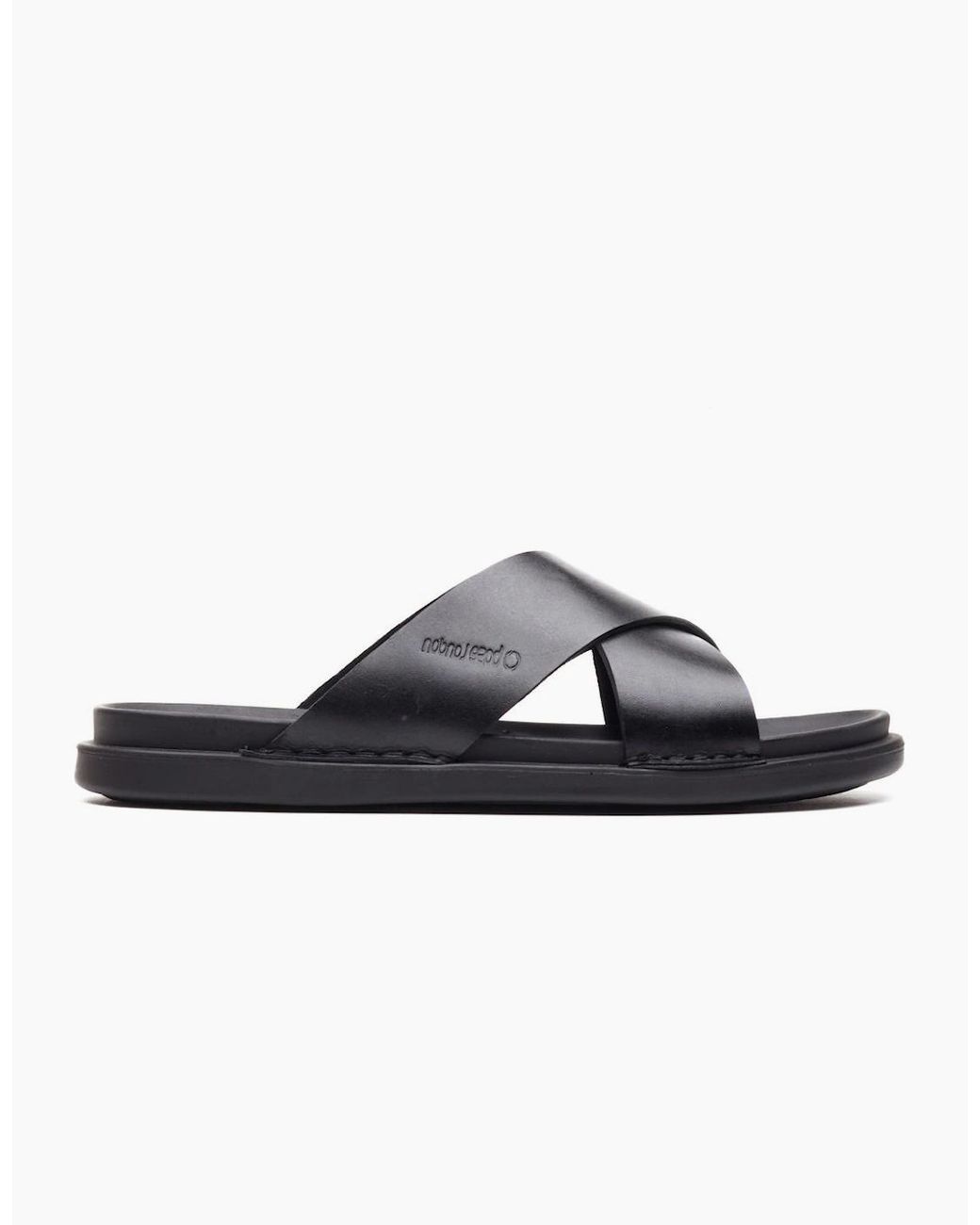 Base London Black Drift Cross Strap Sandals for men
