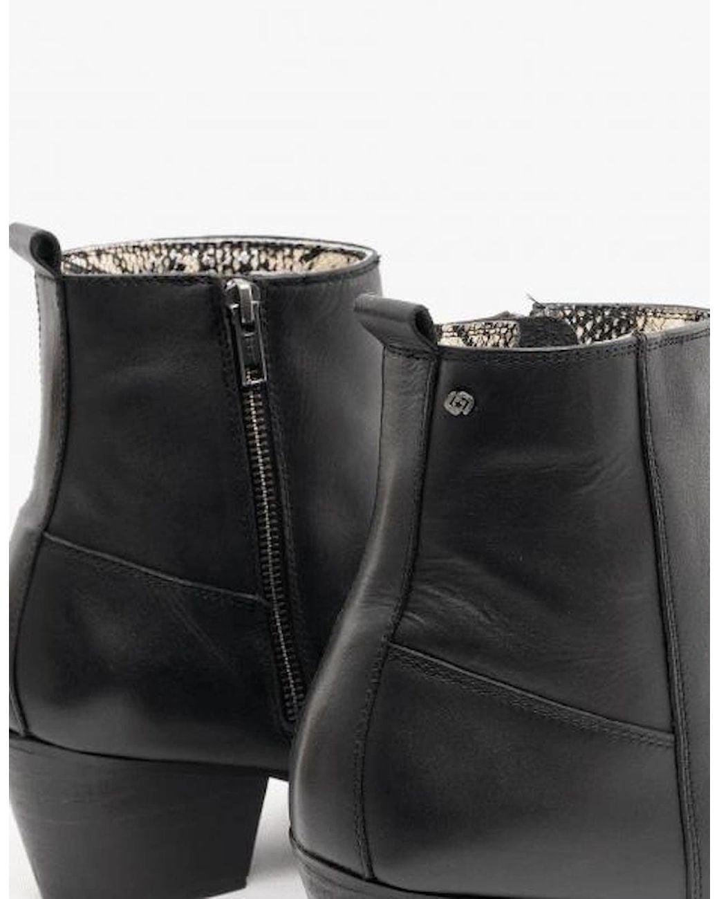 Club Cubano Black Lennon Leather Winklepicker Cuban Heel Boots for men