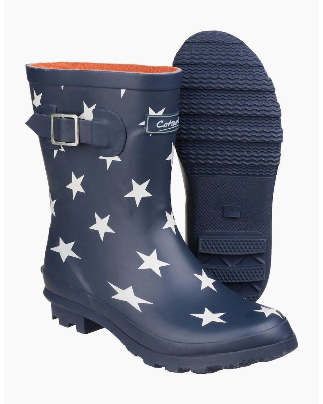 Cotswold Blue Badminton Rubber Star Slim Fit Wellington Boots