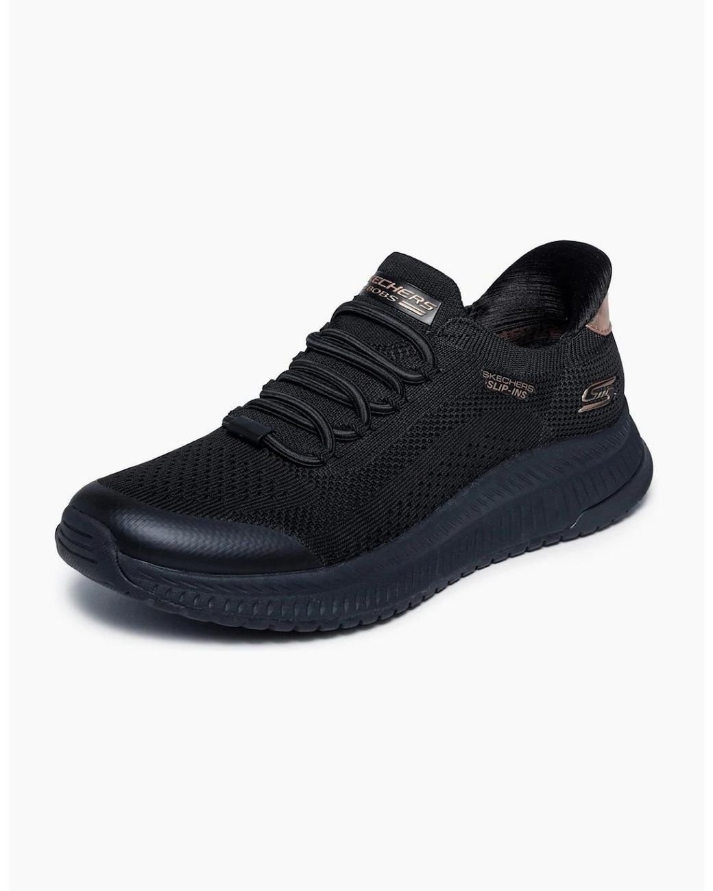 Skechers Black Bobs Sport Squad 4 Dire Step Trainers