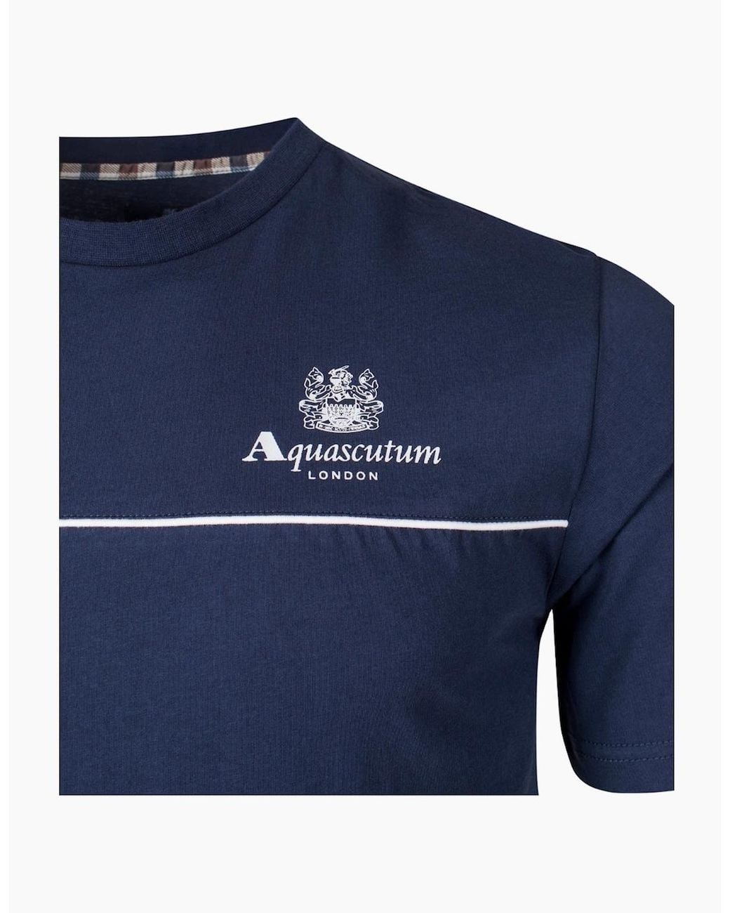 Aquascutum Blue Active Piping Design T-Shirt for men