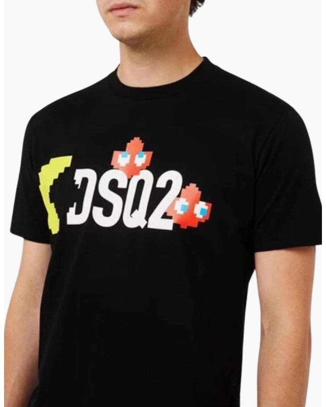 DSquared² Black Pac Dsq2 Logo T-Shirt for men