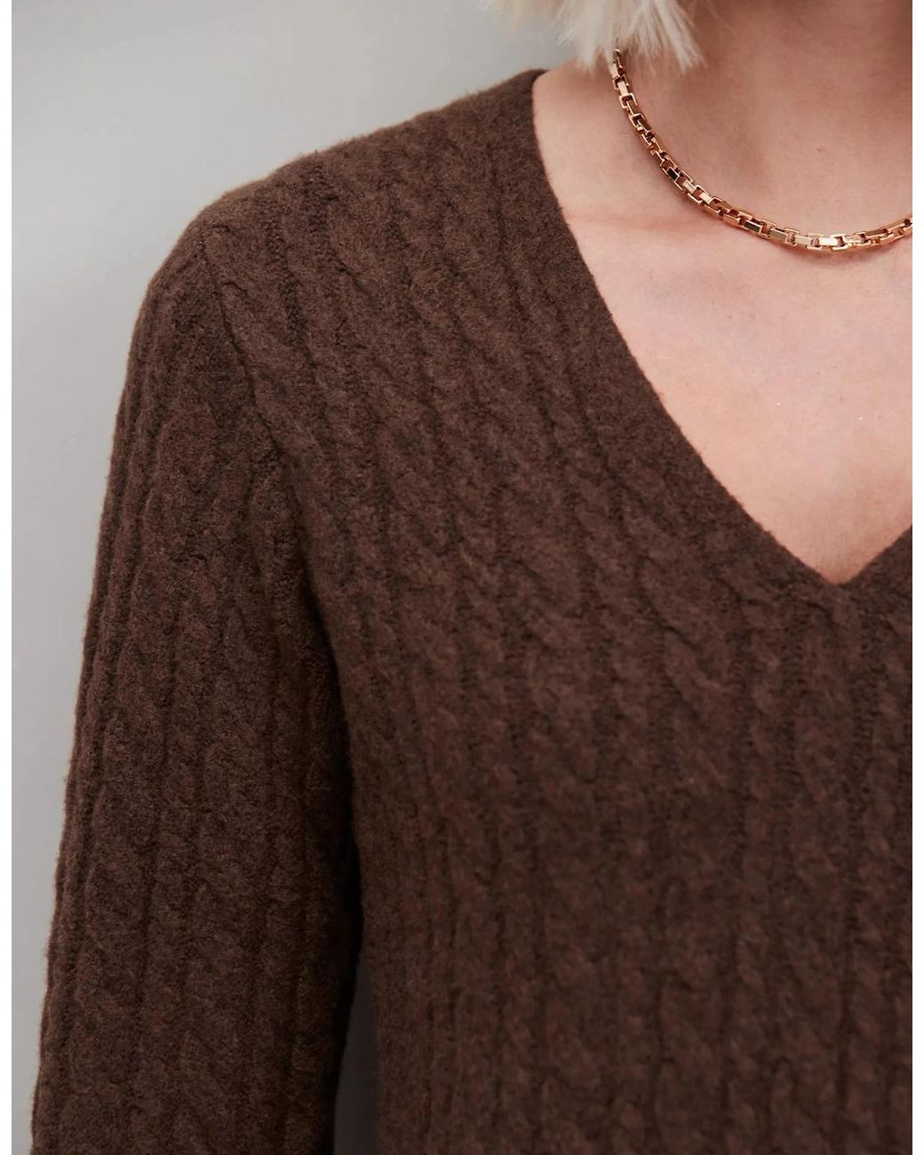 Ro&zo Brown Chocolate Cable Knit Dress