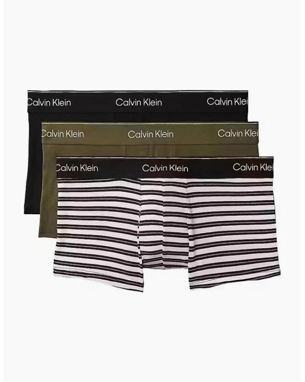 Calvin Klein Black 3-Pack Icon Cotton Stretch Stripe Low-Rise Boxer Trunks for men