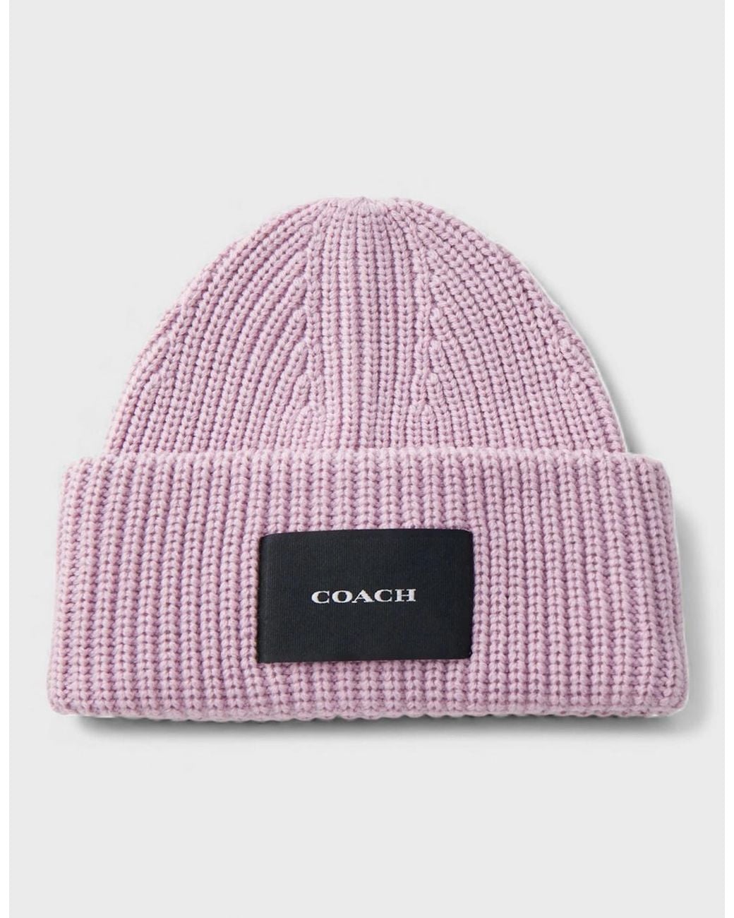 COACH Pink Woven Patch Beanie Faded