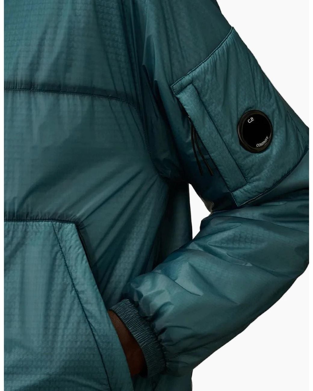 C P Company Green Nada Shell Padded Hooded Lens Jacket for men