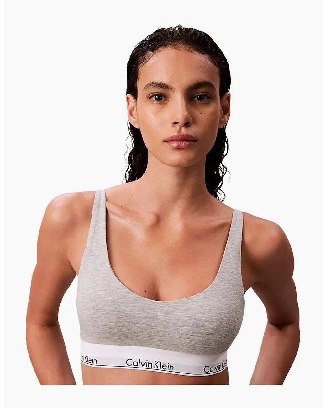 Calvin Klein White Icon Cotton Modal Lightly Lined Bralette, Heather