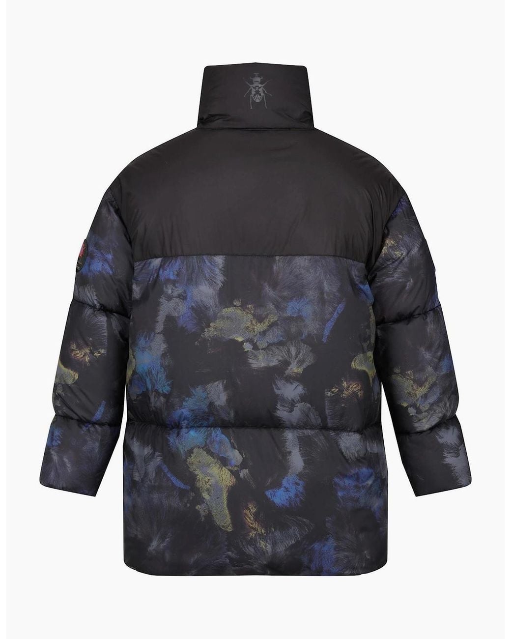 Regatta Blue Solid Snap Button Puffer Jacket With Woven Cuff for men