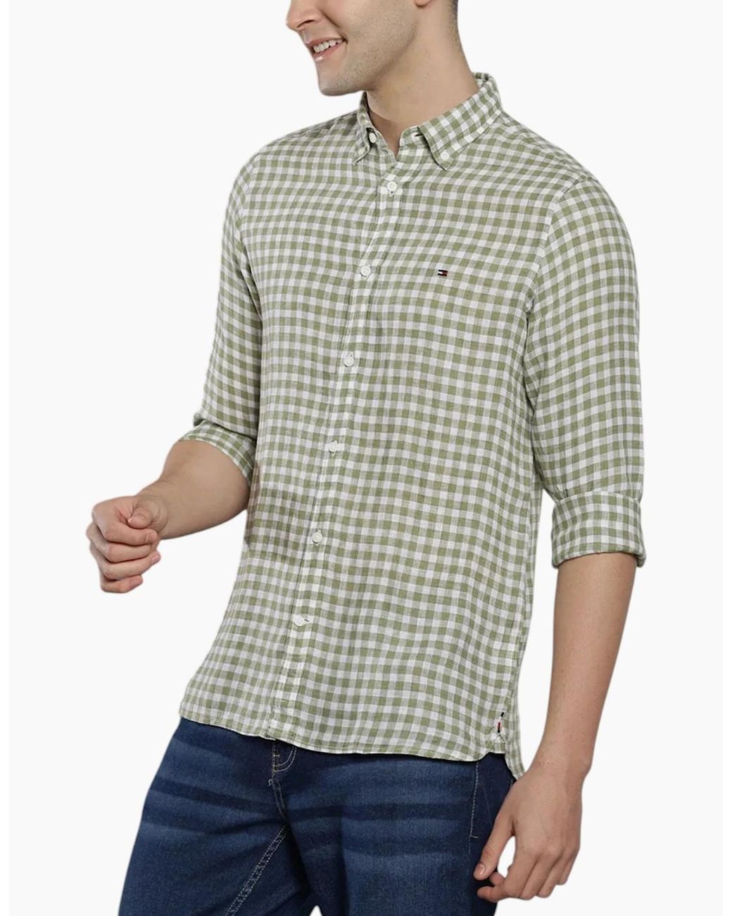 Tommy Hilfiger Gray Oxford Shirts Long Sleeve Cotton Top for men