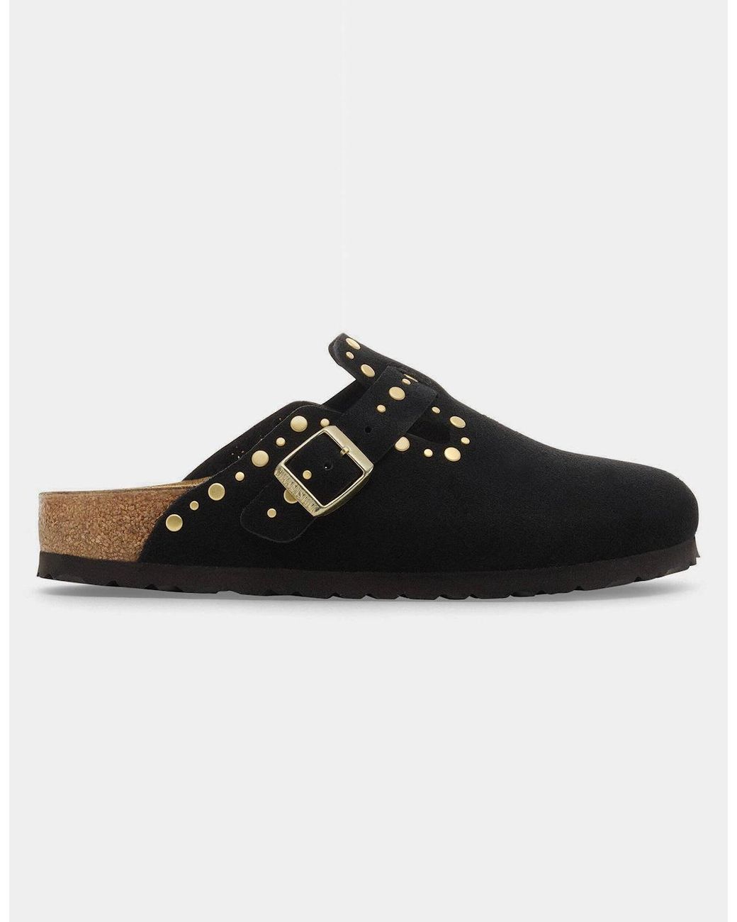 Birkenstock Boston Black Rivet Suede Leather Clogs