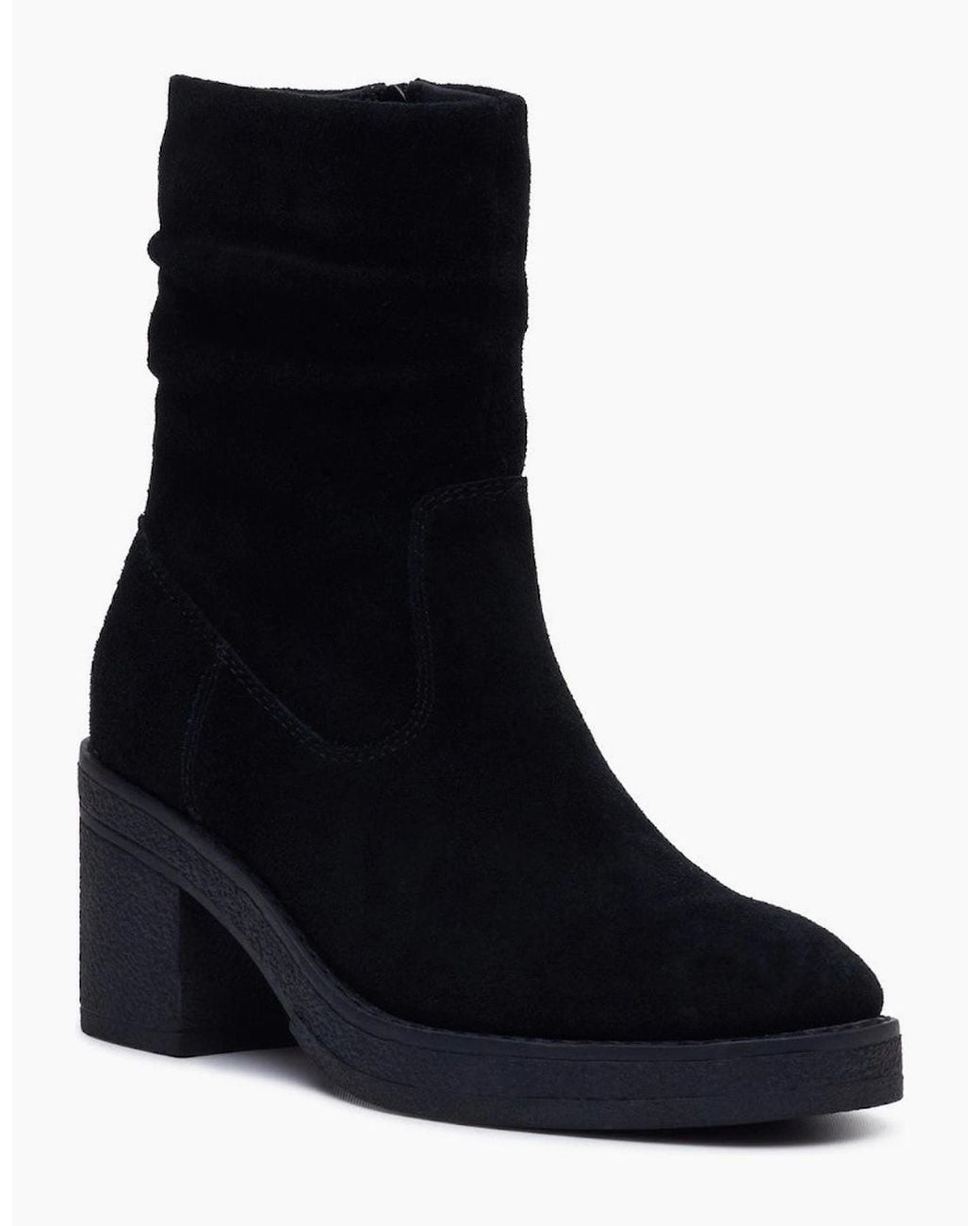 Hush Puppies Black Flora Ruched Boot Mid Calf Boots