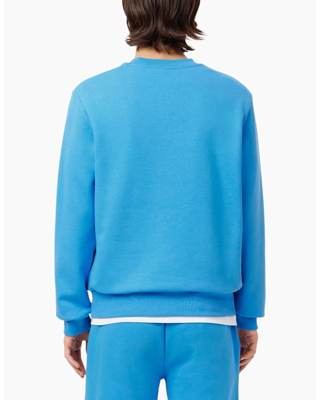 Lacoste Blue Fleece Crew Neck Sweatshirt Knitted Jumper Long Sleeve Sweat Tops for men