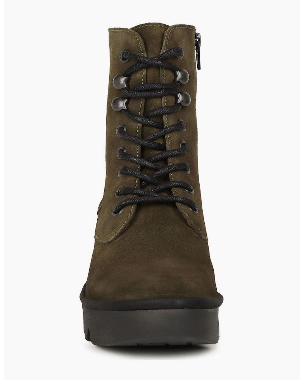 Fly London Green Birr Wedge Heel Boots