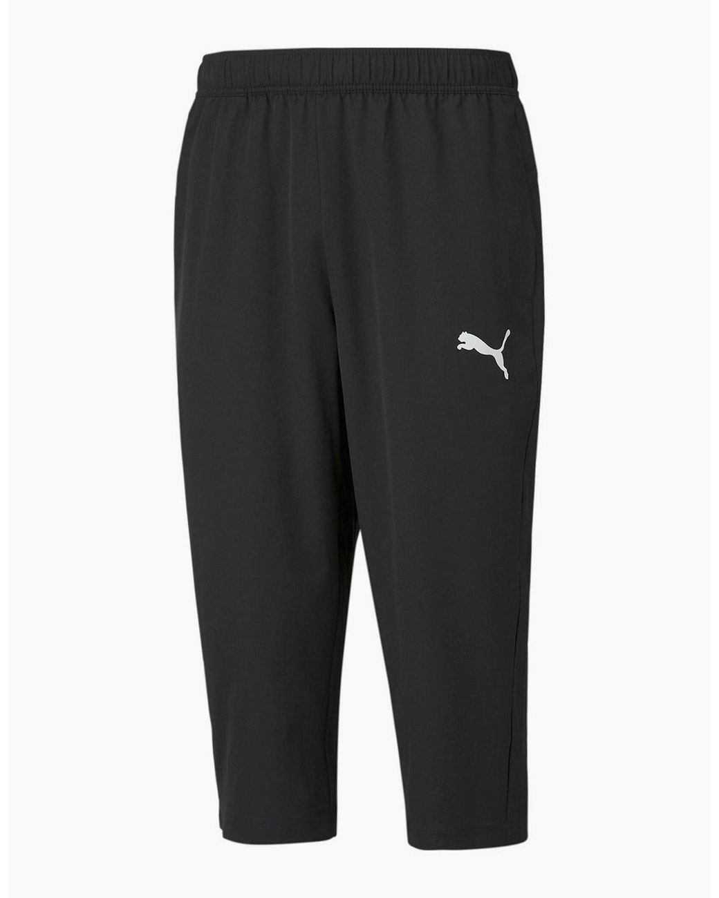 PUMA Black Active Woven Three Quarterpants Tracksuit Bottom for men