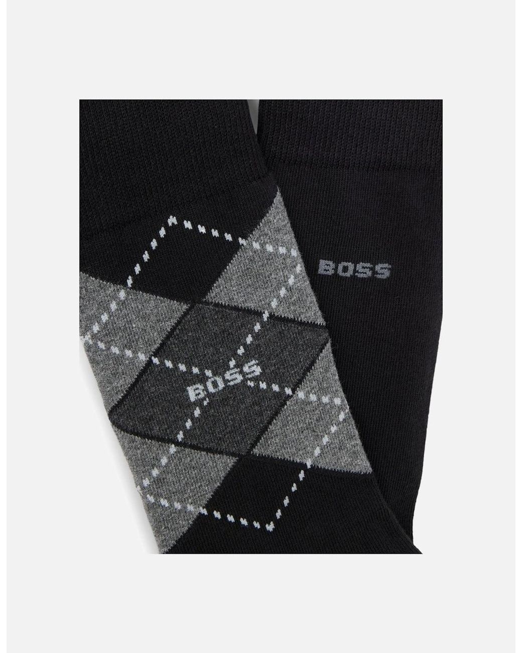 Boss Black Boss 2 Pack Combed Cotton Argyle Socks for men