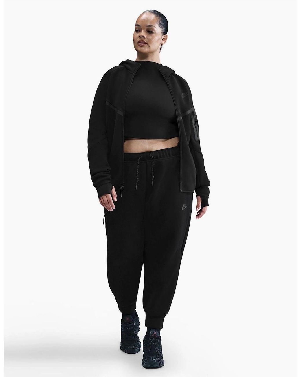Nike Black Tech Fleece Tapered Solid Patterned Joggers