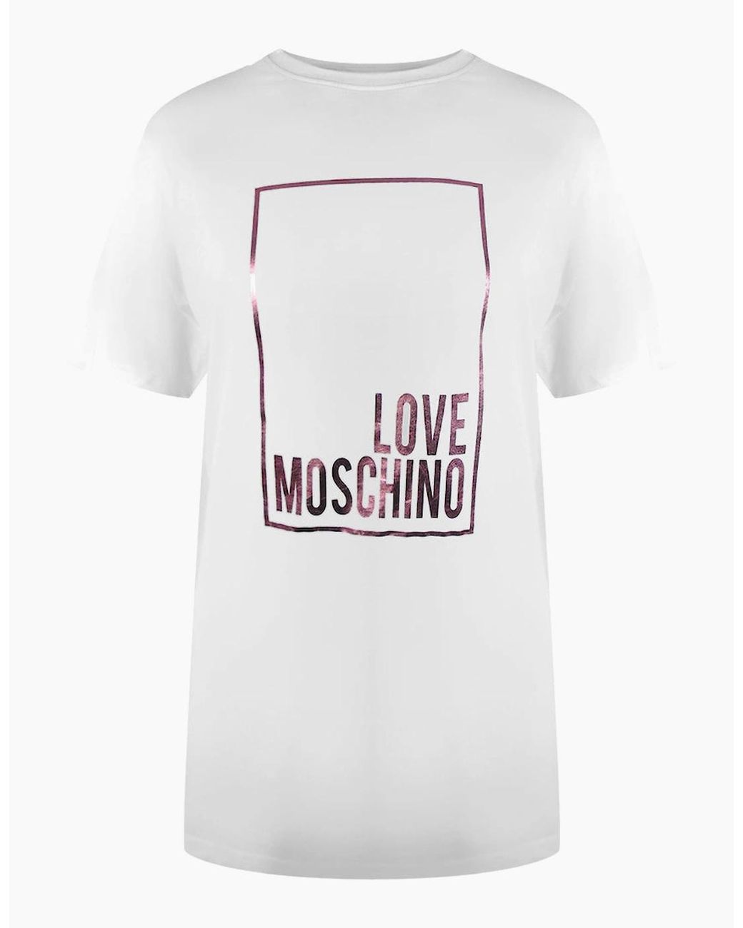 Love Moschino White Shiny Box Logo T-Shirt