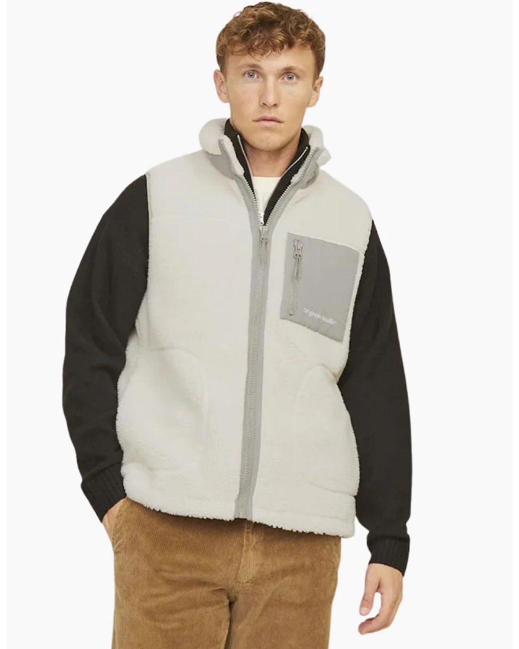 Jack & Jones Natural Vesterbro Teddy Gilet for men