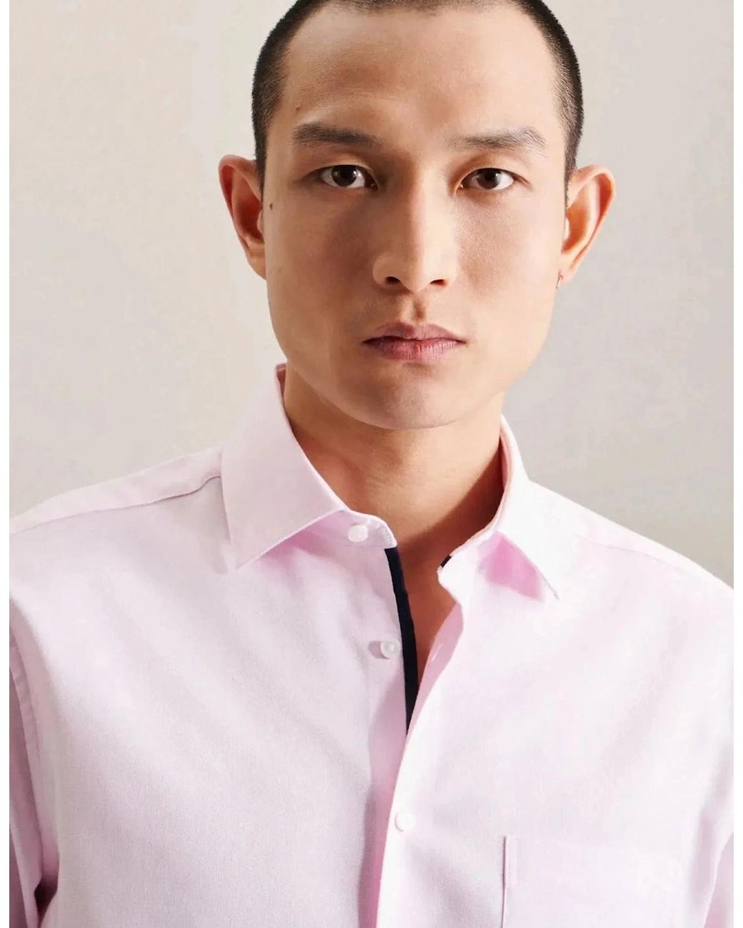 Seidensticker Pink Regular Fit Business Kent Patch Structured Business Shirt for men