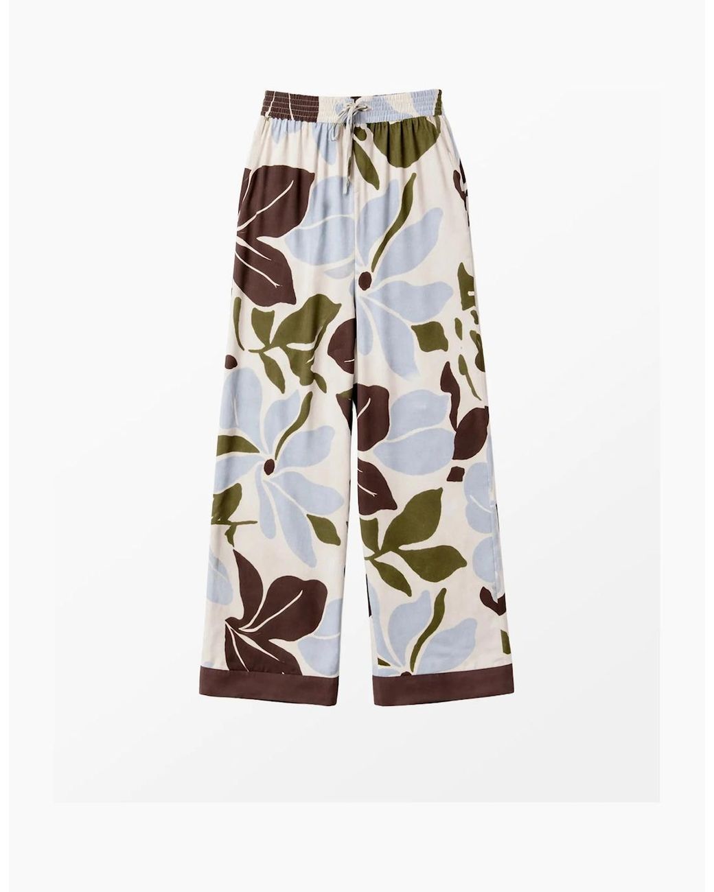 Ro&zo White Capri Floral Print Trousers