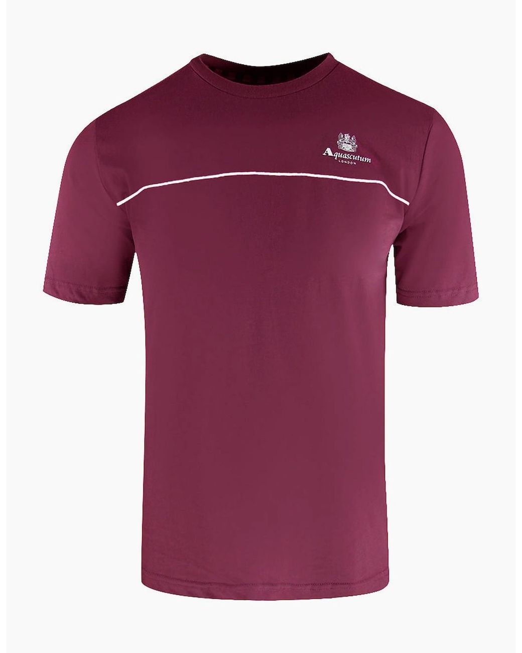 Aquascutum Purple Active Piping Design Burgundy T-Shirt for men