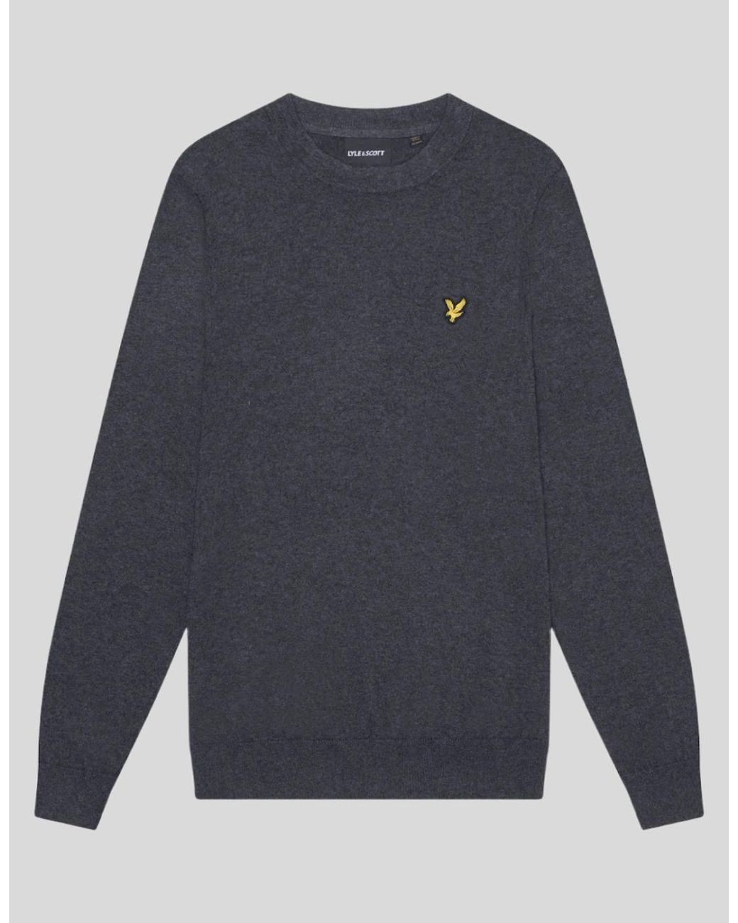 Lyle & Scott Blue Cotton Merino Crew Neck Jumper for men