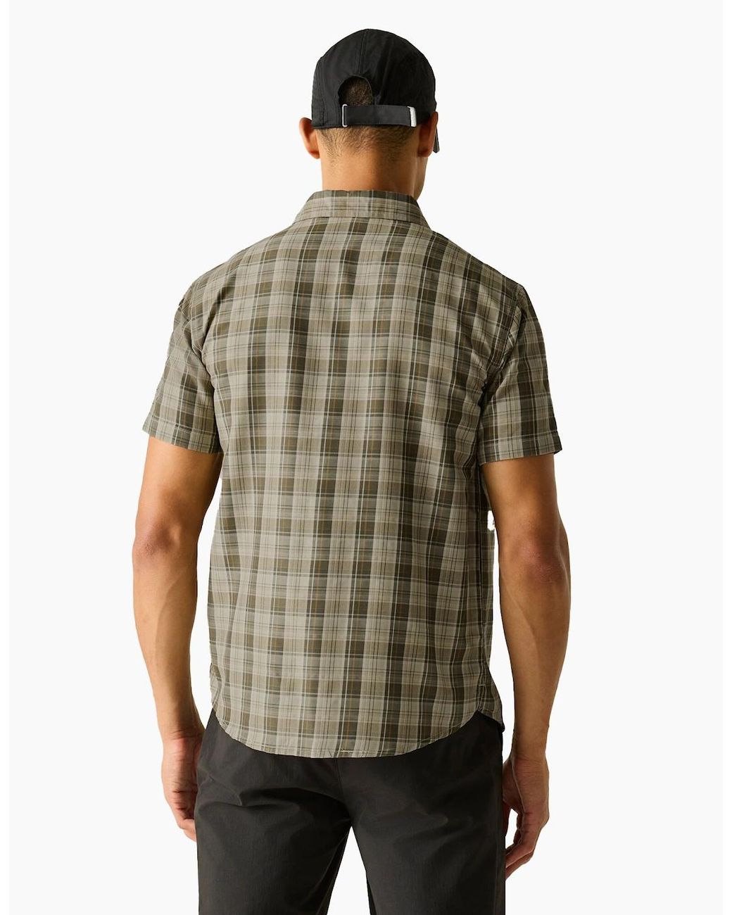 Regatta Green Mindano Multi Check Short-Sleeved Shirt for men