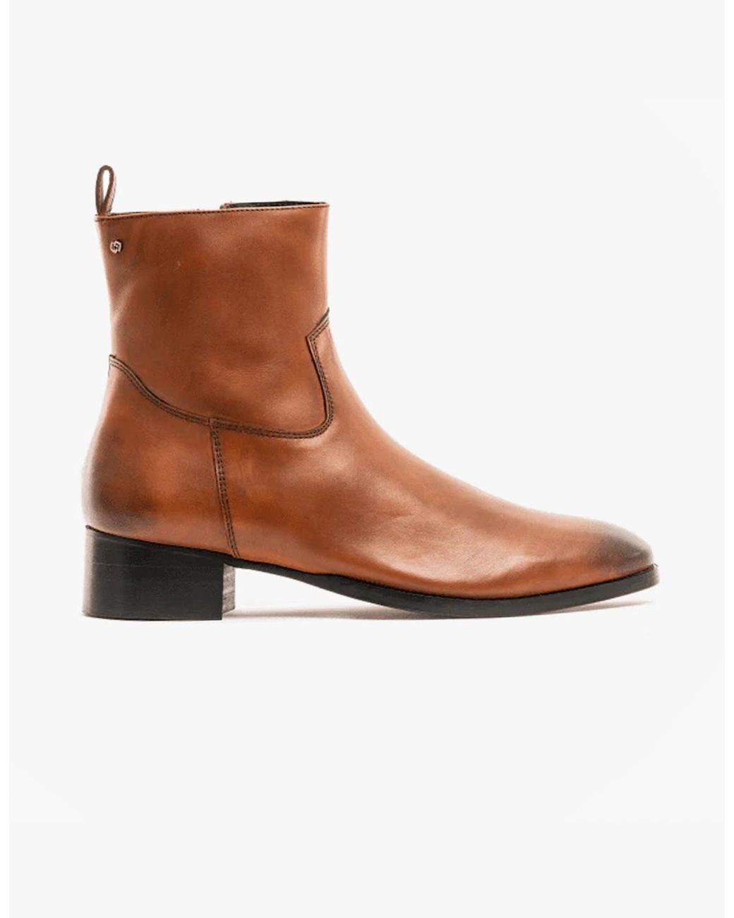 Club Cubano Brown Valente Leather Cuban Heel Boots Burnished Tan for men