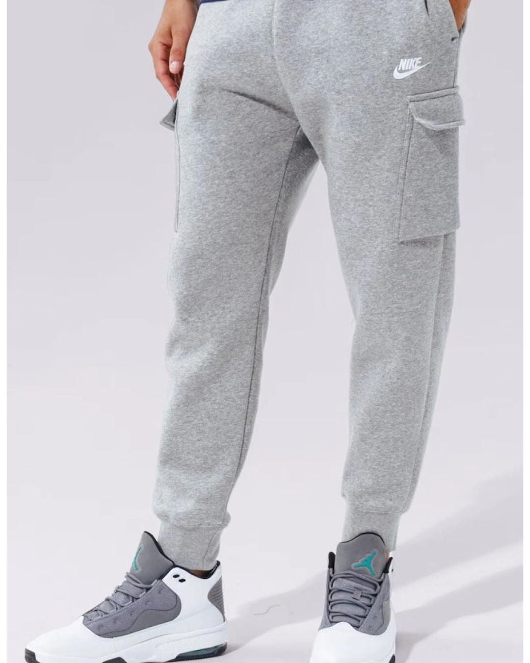 Nike Gray Sportswear Club Fleece Cargo Joggers for men