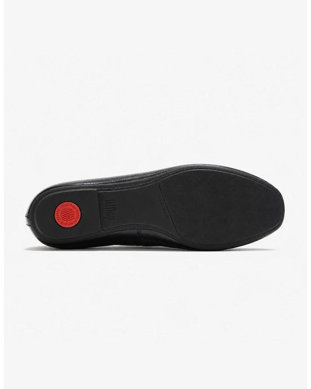 Fitflop Black Delicato Bow Textured Patent-Leather Ballerina Shoes
