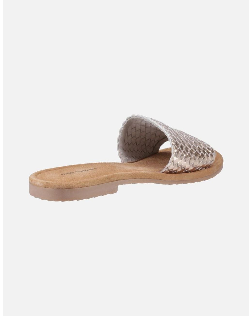 Hush Puppies White Hetty Slide Leather Bronze Sandals