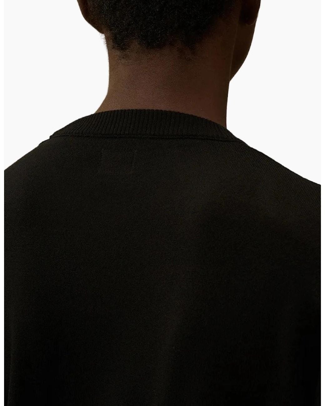 C P Company Black Extrafine Merino Wool Lens Knit for men