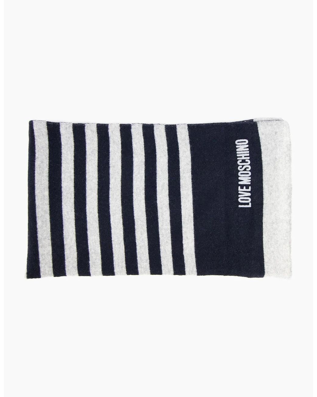 Love Moschino Blue Stripe Logo Knitted Scarf for men