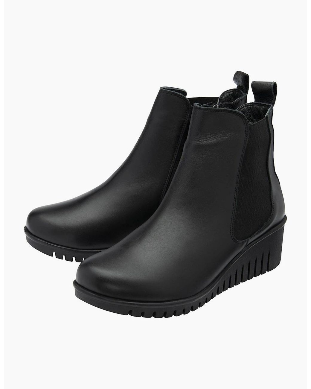 Lotus Black Dresden Ankle Boots
