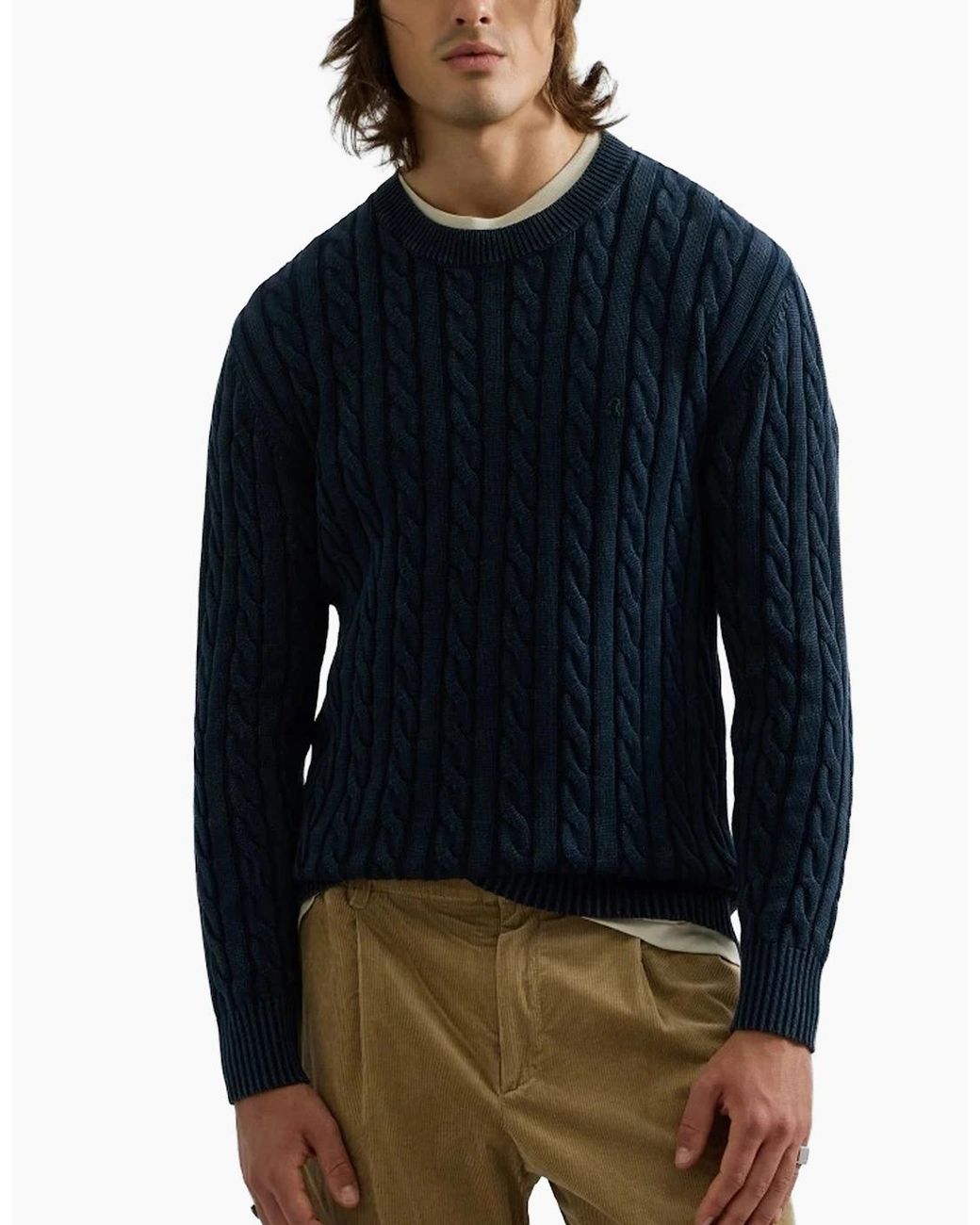 Replay Blue Cable Knit Jumper for men