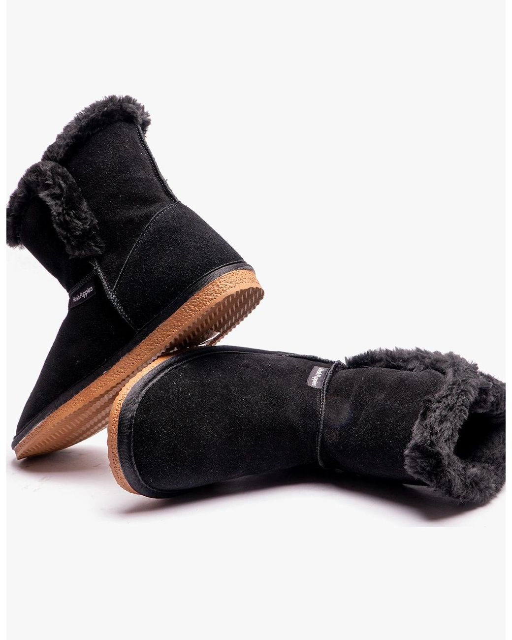 Hush Puppies Black Ashleigh Suede Boot Slippers