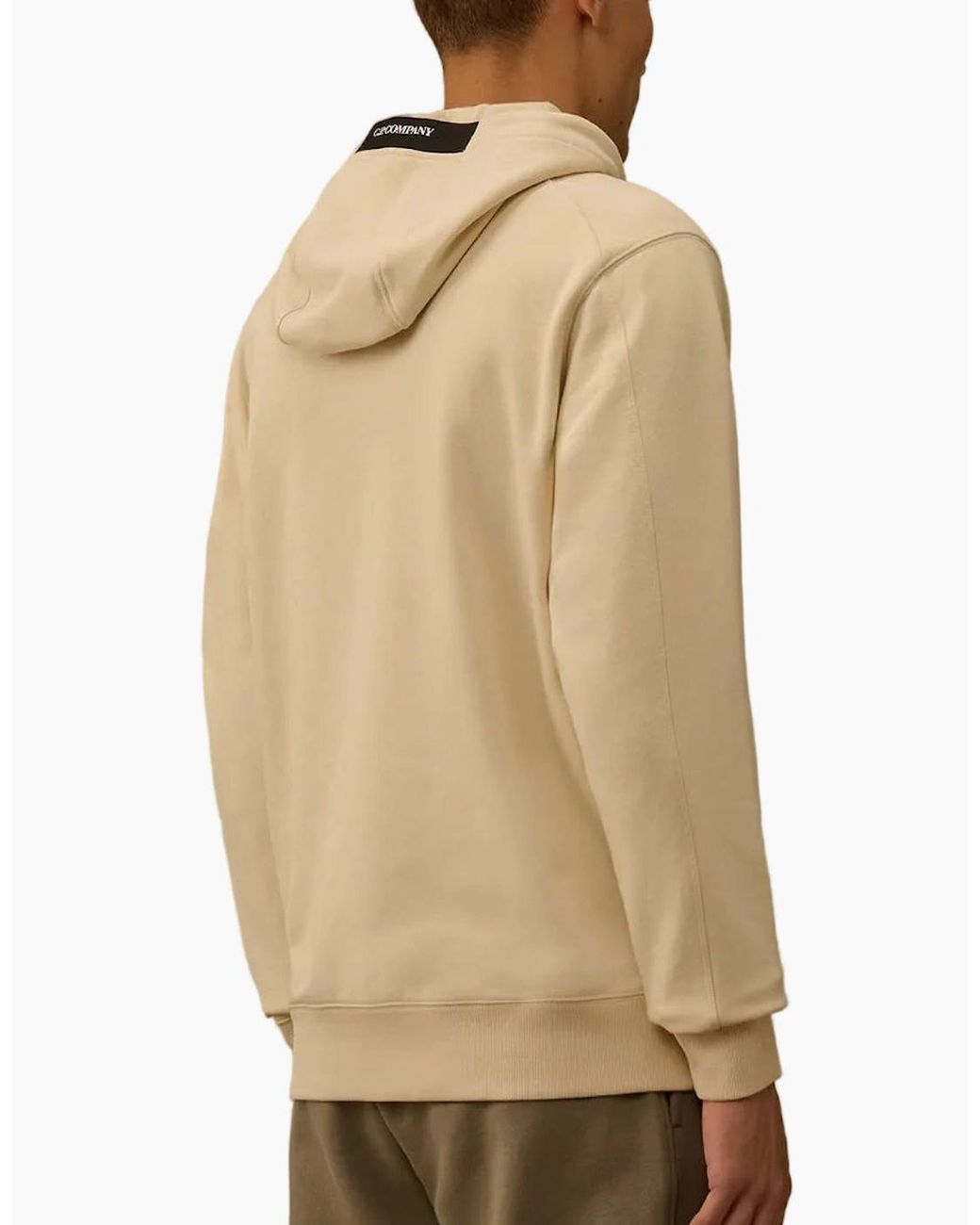 C P Company Natural Diagonal Raised Fleece Lens Hoodie for men