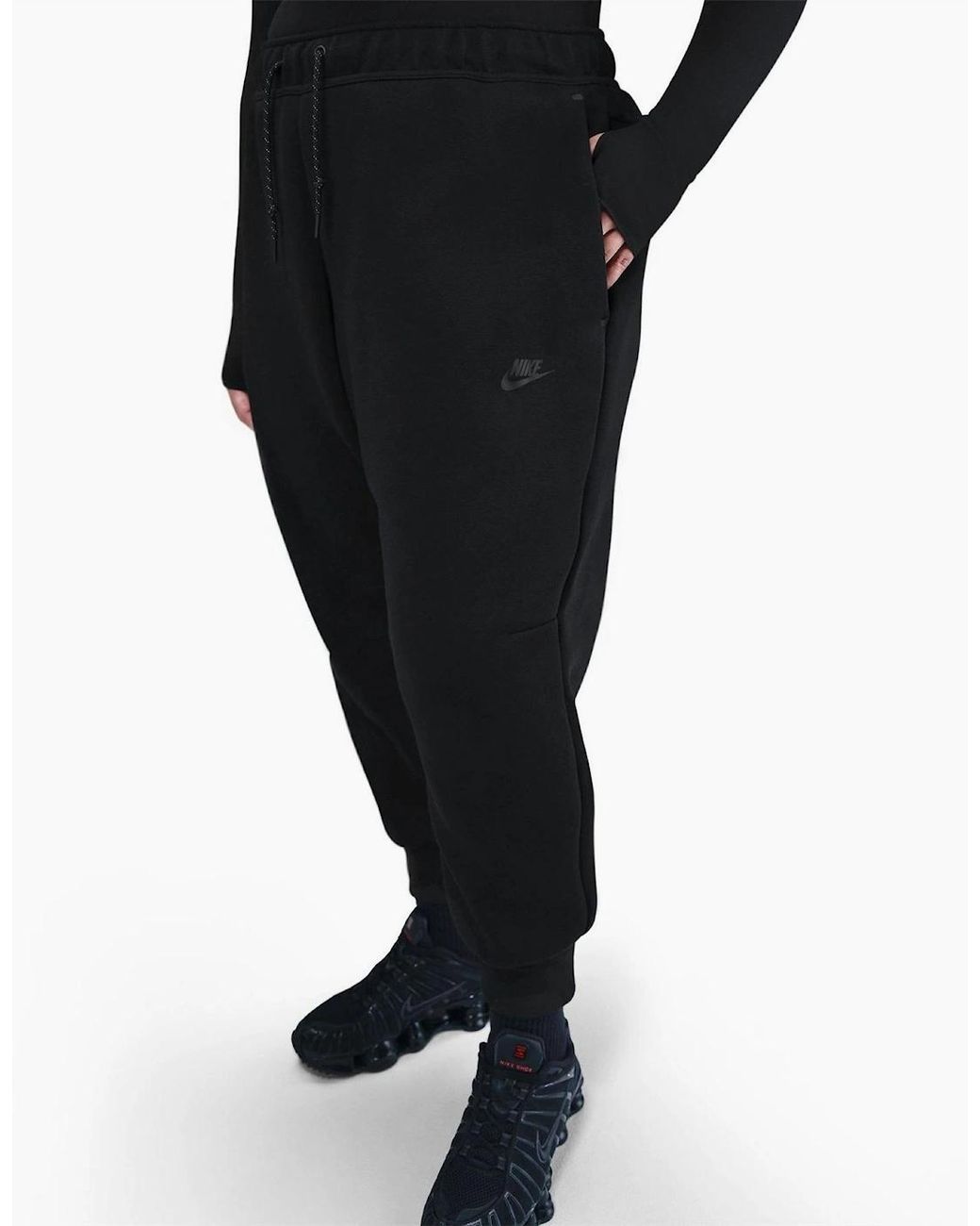 Nike Black Tech Fleece Tapered Solid Patterned Joggers