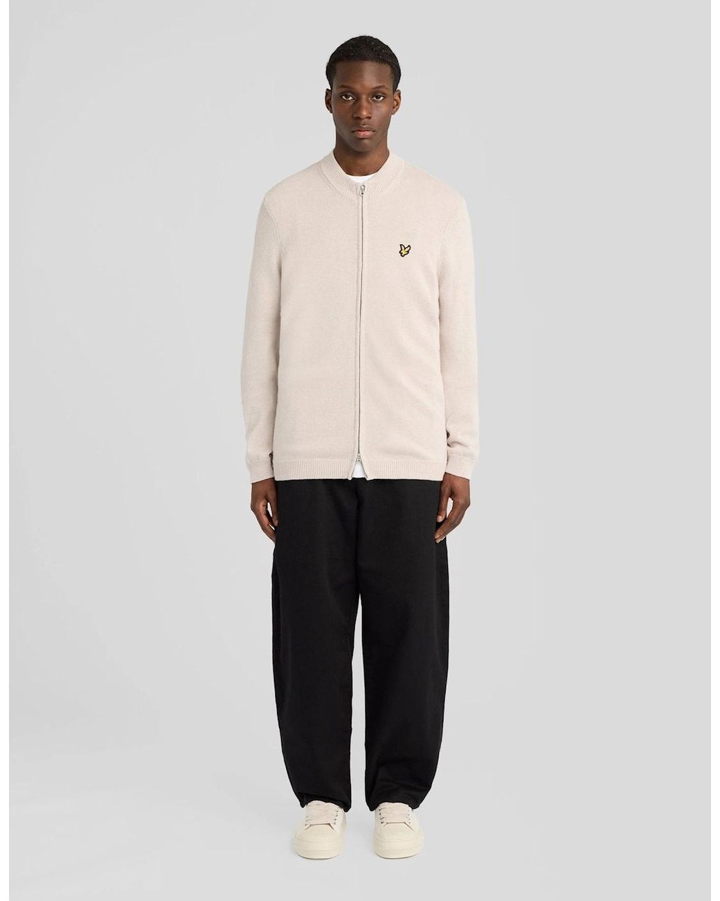 Lyle & Scott Natural Cotton Merino Zip Cardigan for men