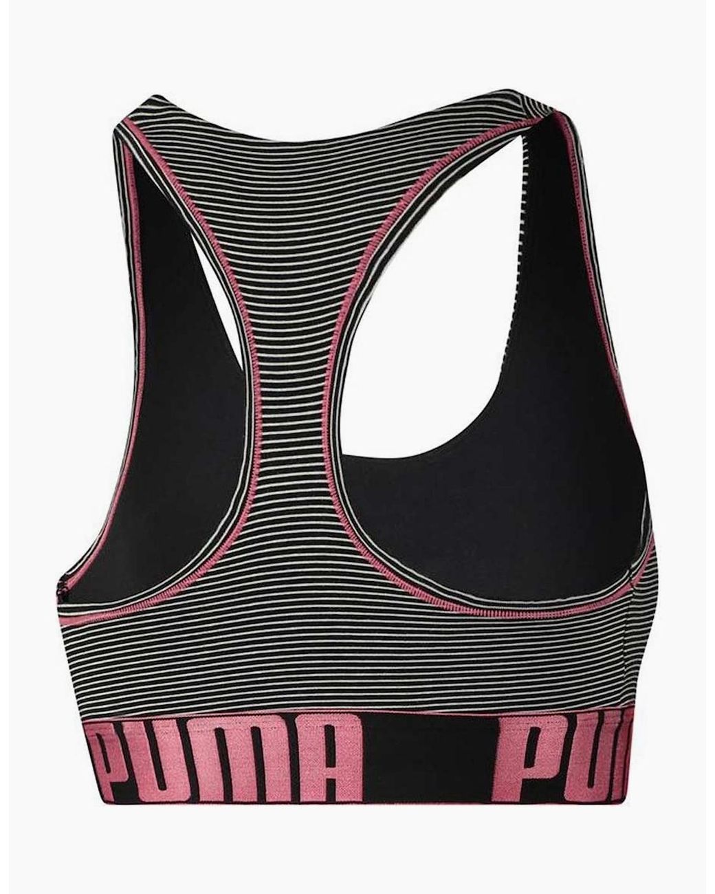 PUMA Black Cotton Modal Stretch Mini Stripe Bralette